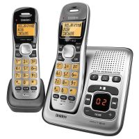 UNIDEN 1735+1 2 HANDSET CORDLESS PHONE AND ANSWER MACHINE SILVER