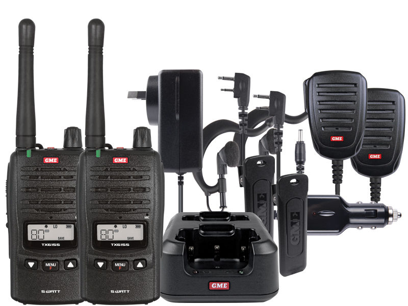 GME TX6155 5W 80CH WPROOF UHF HANDHELD RADIOS TWIN HARD