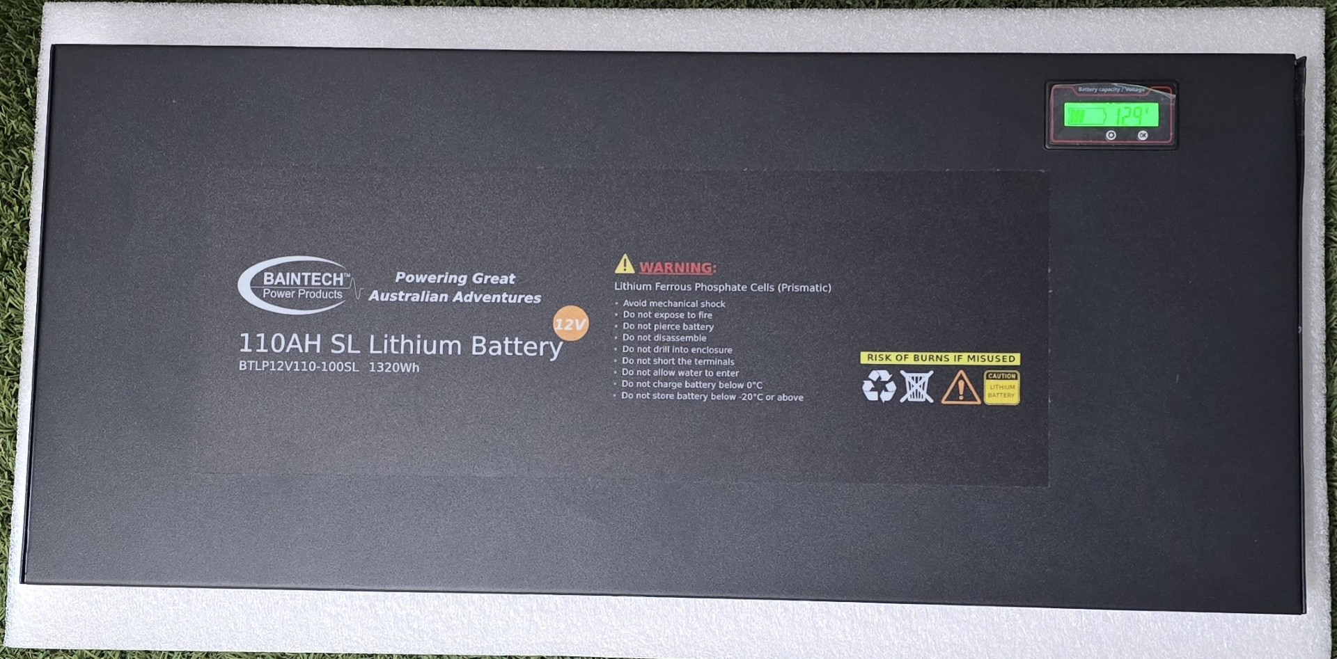 BAINTECH  12V 110Ah SLIMLINE LITHIUM BATTERY WITH BLUETOOTH BLK