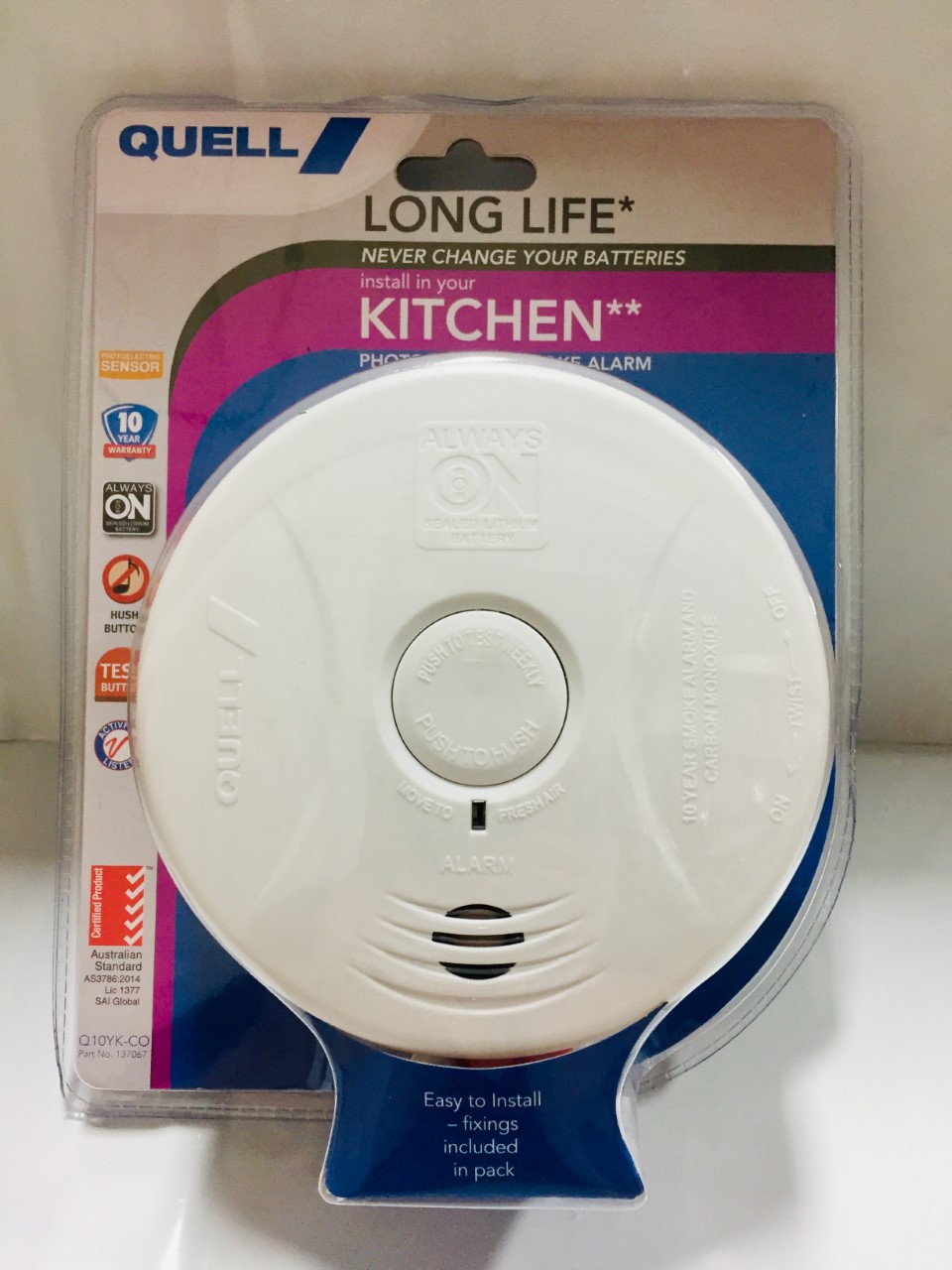 QUELL Q10YKCO LONG LIFE KITCHEN SMOKE ALARM AND CARBON