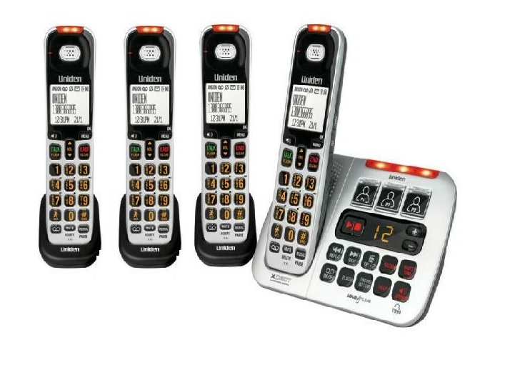 (image for) UNIDEN SSE45+3 GREY 4 HANDSETS SIGHT & SOUND ENHANCED CORDLESS