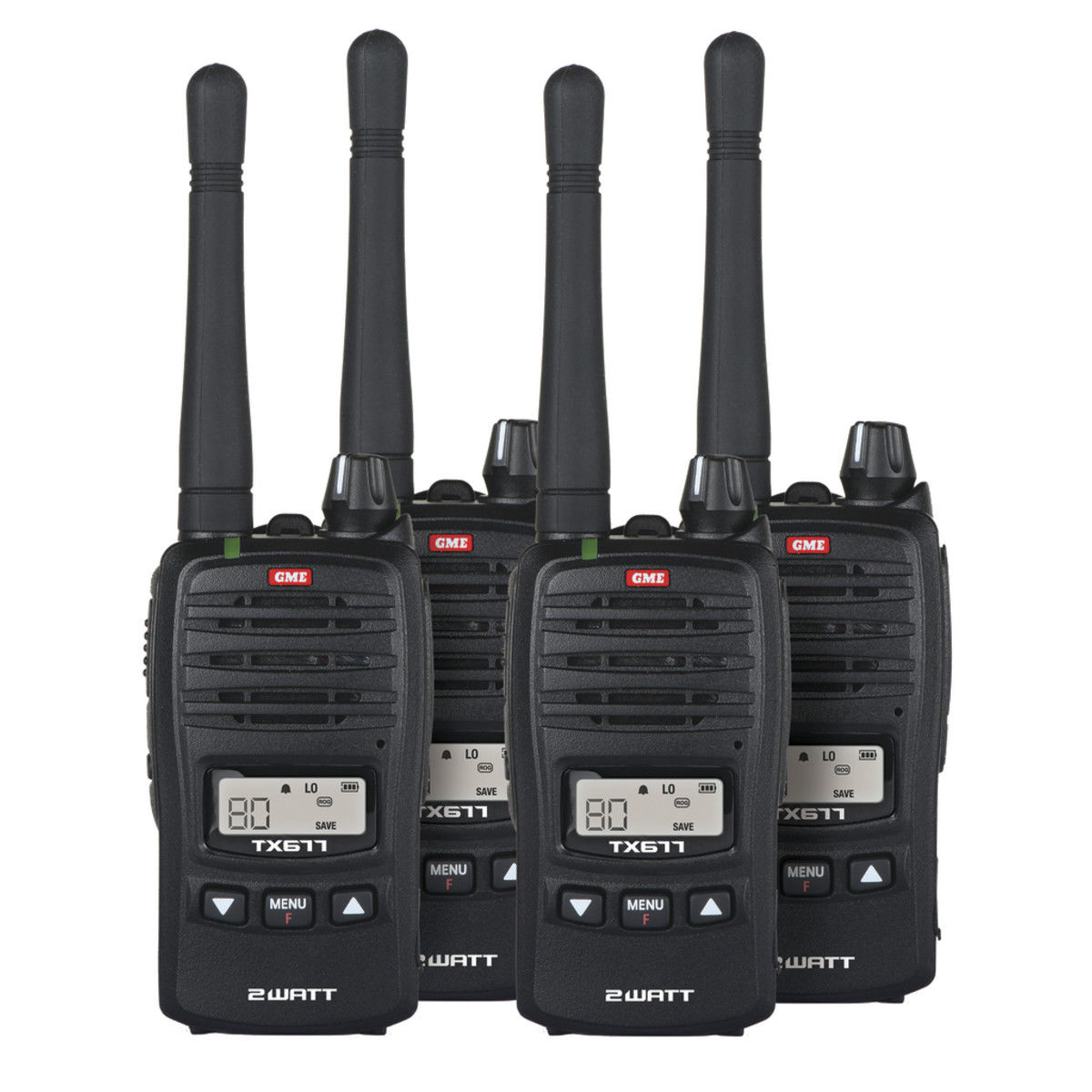 GME TX677 TX677QP 2W QUAD PACK UHF CB HANDHELD RADIO 80