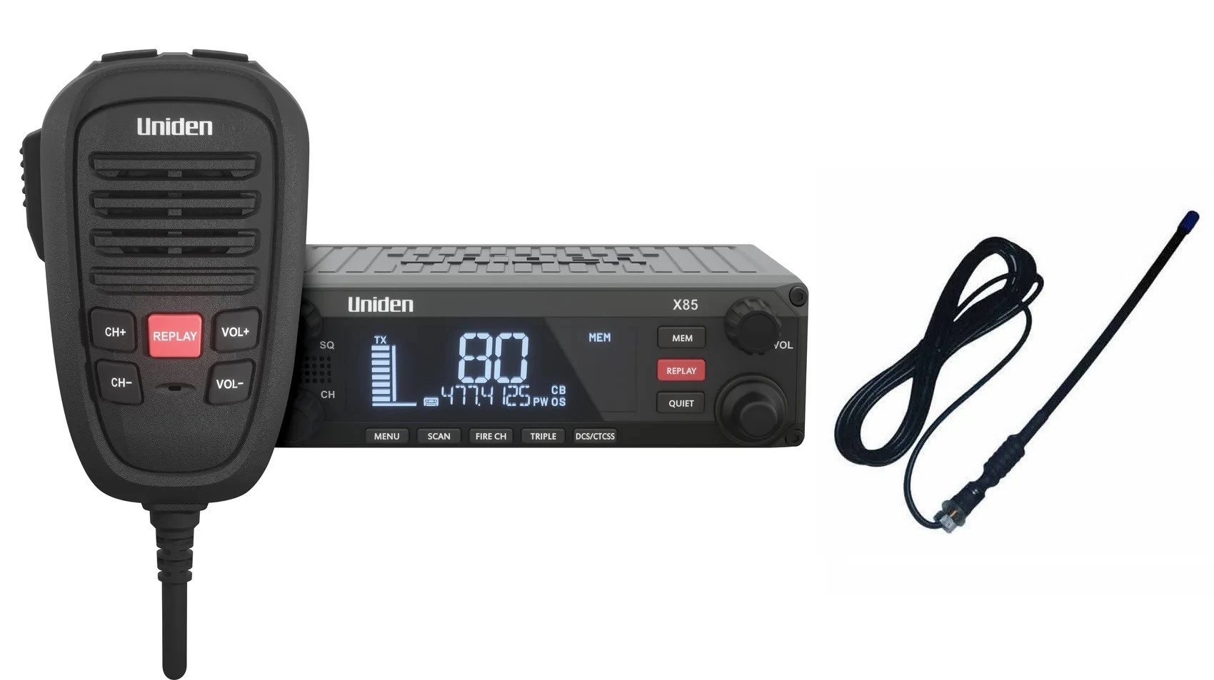 Modal Additional Images for UNIDEN X85 DIN Size UHF Radio 80CH Replay 12 24v Heavy Duty